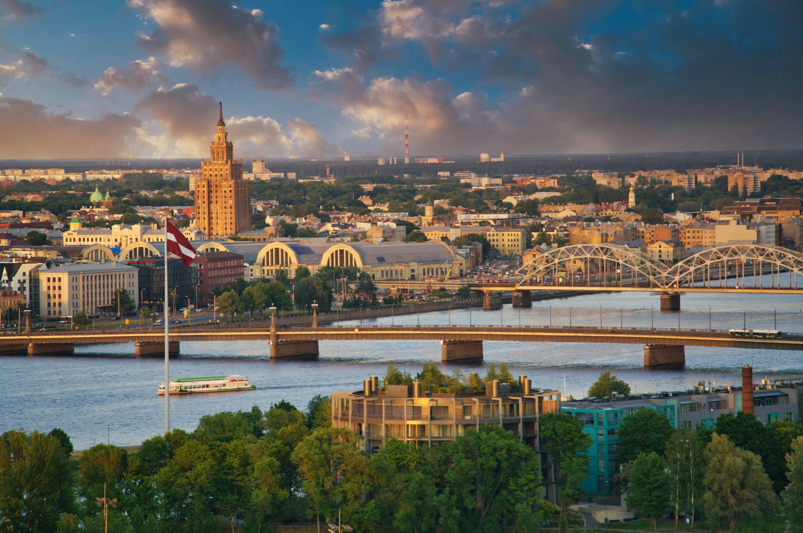 Riga Old Town Latvia aerial view