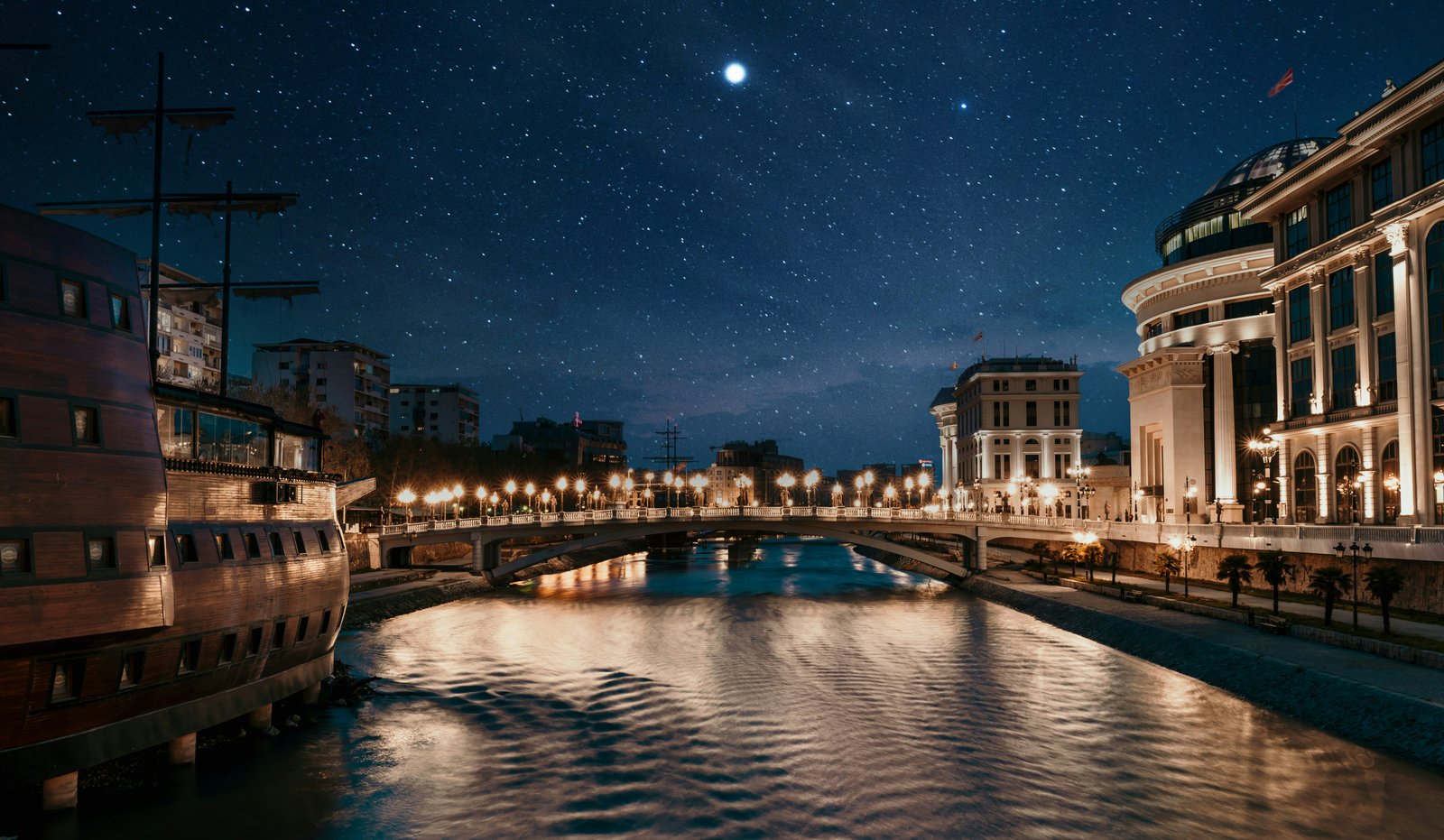 Stone Bridge Skopje North Macedonia at night